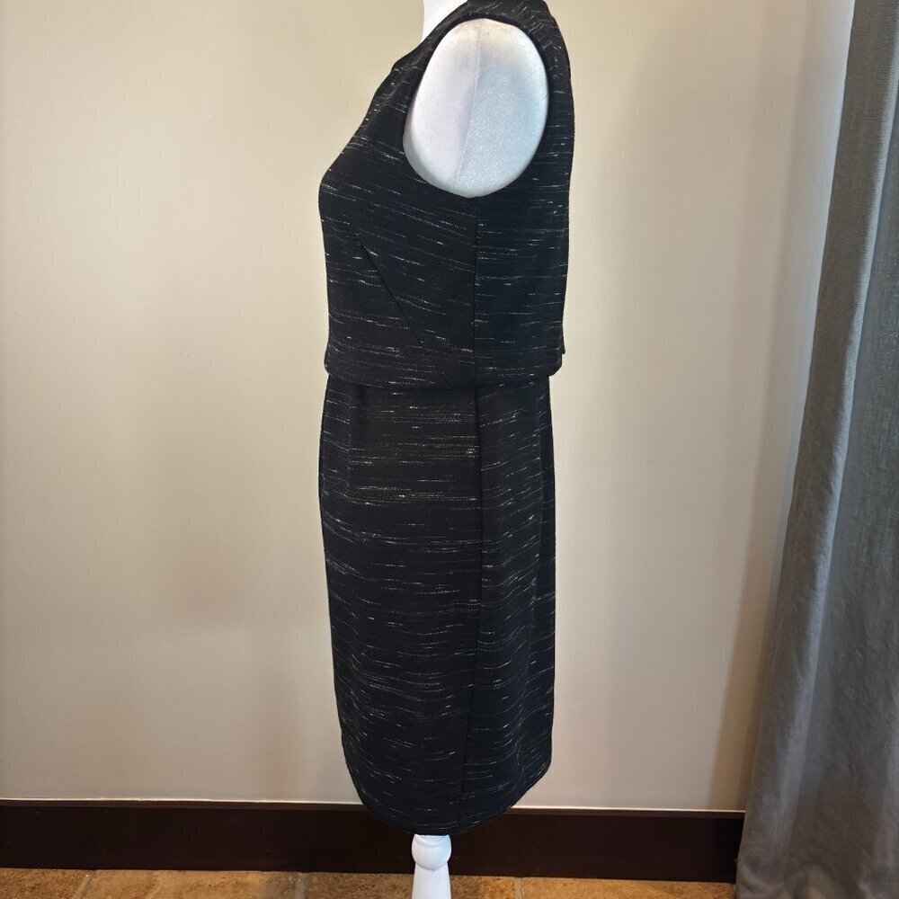 Ann Taylor Black Textured Sleeveless Sheath Dress | Women’s 4P Petite - Picture 5 of 10